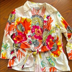 Floral Tie-Front Blouse